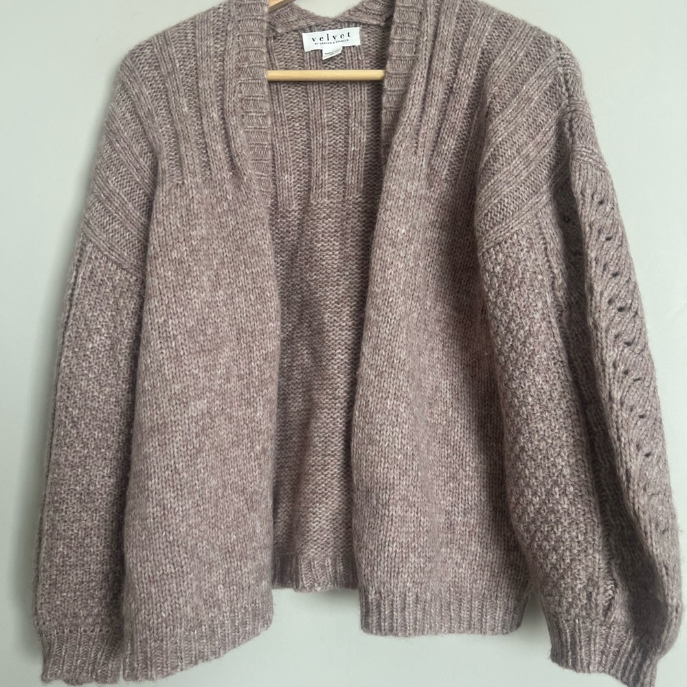 Velvet by Graham & Spencer Beverlee Alpaca Open Cardigan NWOT Size XS